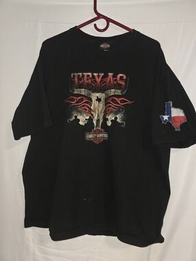 Harley‑Davidson Black Texas Skull & Flame Graphic Tee